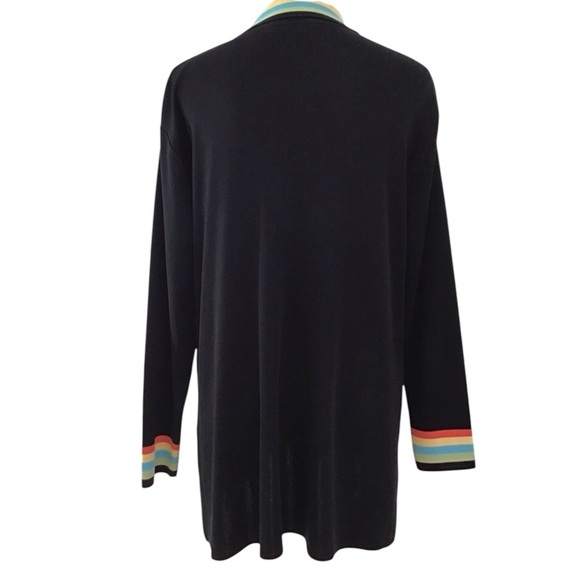 Misook Black Open Front Cardigan With Colorful Accents Size L - Picture 5 of 11